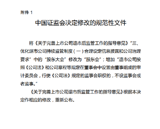 证监会公布《关于修改、废止部分证券期货规范性文件的决定》