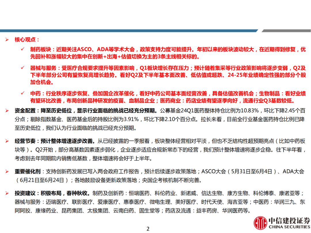 【报告】医药行业观点：积极布局，春种秋收