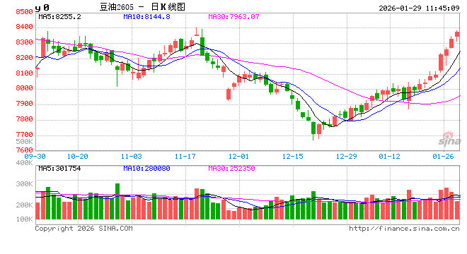 豆油：2025年现货明显上涨 预计2026年延续涨势