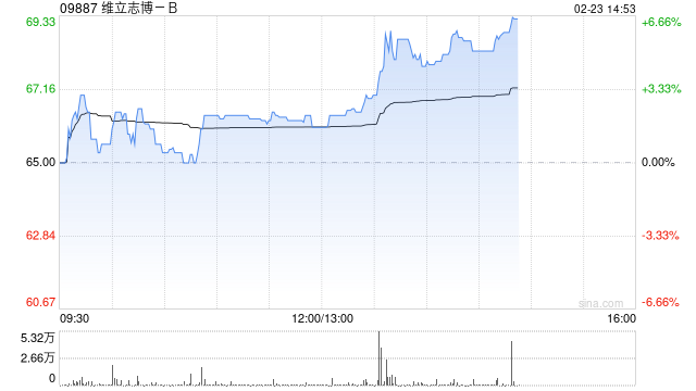 维立志博-B午后上涨6% 公司下月有望成为港股通标的