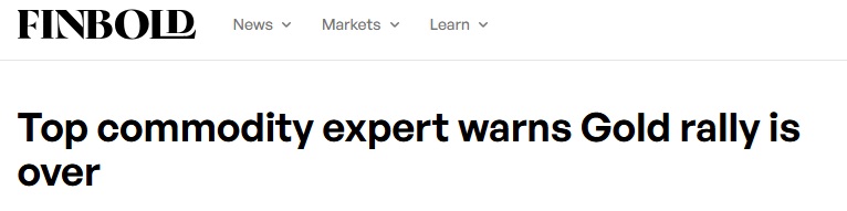 彭博首席大宗商品分析师最新警告:黄金的这轮涨势已经结束!