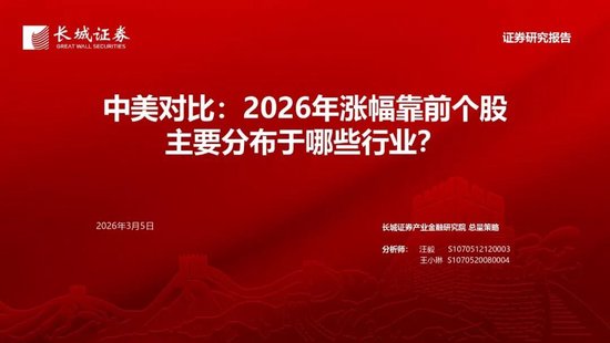 长城策略：中美对比，2026年涨幅靠前个股主要分布于哪些行业？
