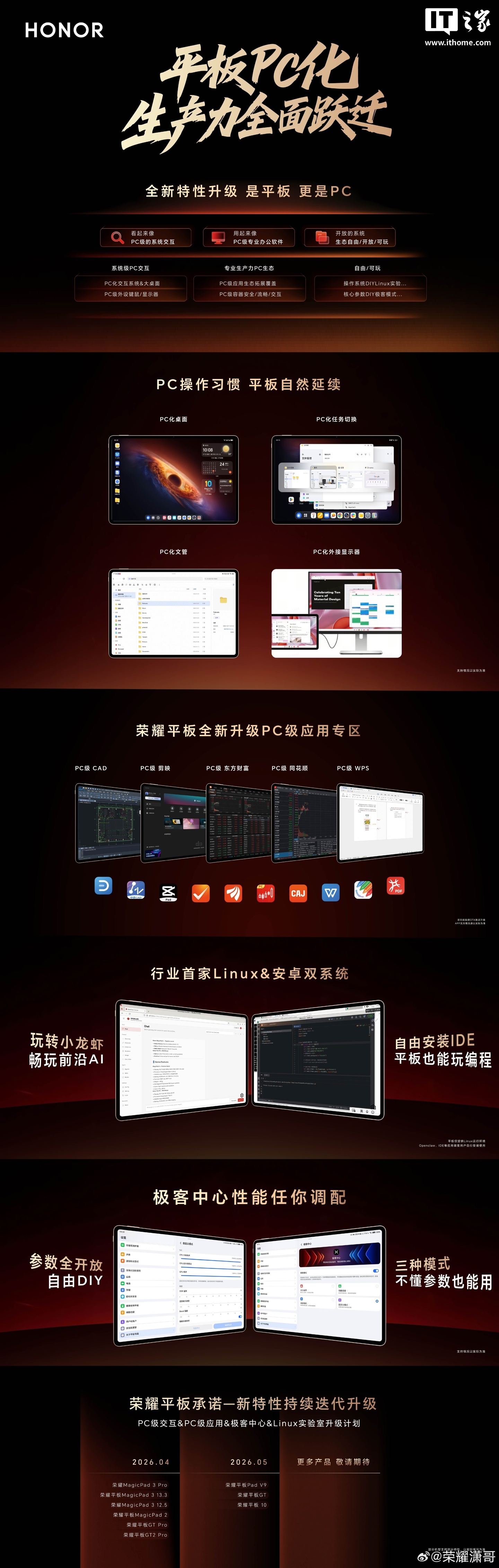 荣耀平板 PC 化升级计划公布，将带来 PC 交互、PC 级应用支持等特性