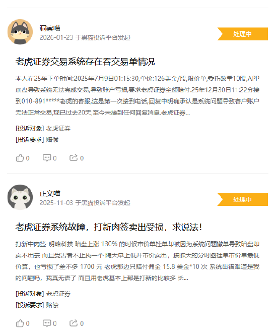 315在行动|“打新肉签因系统故障没卖出去！”老虎证券遭投资者维权