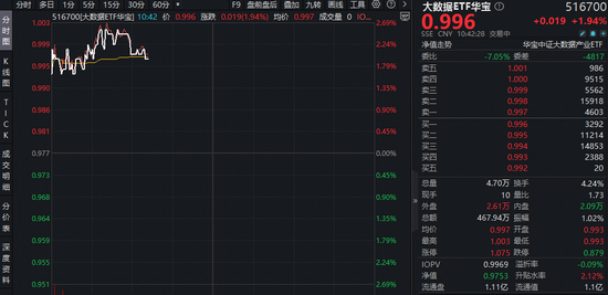 智谱API调用量飙升,算力租赁板块走高!优刻得-W领涨超8%,华宝基金大数据ETF(516700)盘中上探2.56%