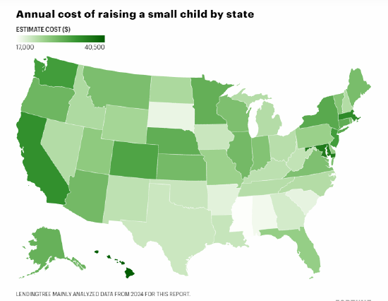 在美国养育一名子女至成年的花费已超30万美元