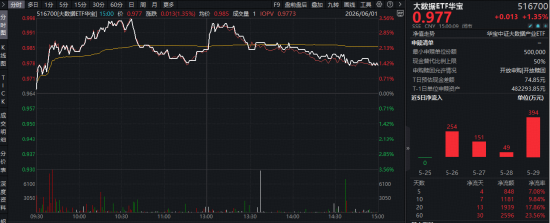 美股软件业绩强劲，“吞噬”叙事被证伪！AI应用逆市活跃，华宝基金大数据ETF（516700）最高上探3.53%！